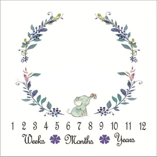 Nordic Baby Milestone Blanket Newborn Photography Background Cloth Cartoon Elephant Pattern Infant Photo Props