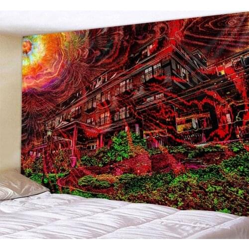 Mandala tapestry dream psychedelic wall hanging hippie sun and moon landscape character art Boho decorative wall tapestry