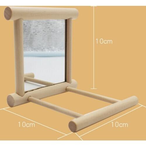 Bird Toy - Birds Cage Swing Wooden Mirror Fun Play Toy for Parrot Parakeets Conures Cockatiels Small Birds