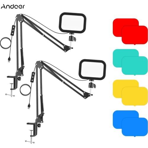 Andoer PH-04 Compact LED Video Light Kit Including for Live Streaming Online Teaching Video Conference Lighting Photography