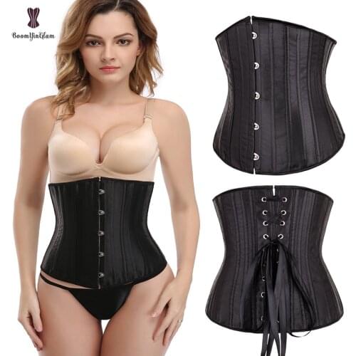 Solid Corselet Women Underwear & Outwear Lace Up Boned Cupless Bustier Plus Size Underbust Corset 26 Steel Boned Waist Trainer