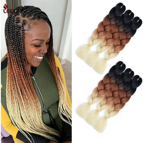 Leeons Purple Pink Blue Jumbo Braid Synthetic Ombre Braiding Hair Extensions 24inch 100g/Pack Long Jumbo Braids Crochet Hair