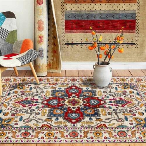 Retro European-Style Rug Bohemian Geometric Carpet Living Room Bedroom Bed Blanket Bathroom Kitchen Door Mat