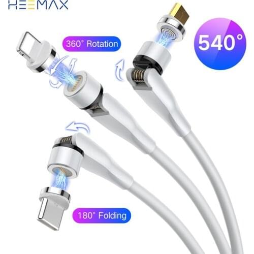 540 Degree Rotate 3A Magnetic Cable Micro USB Type C Magnet Fast Charging Data Cable For iPhone Xiaomi Redmi Note 8 Wire Cord