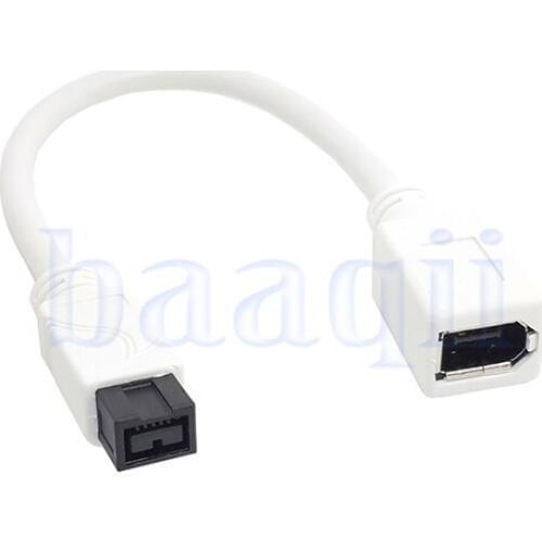 MLLSE White IEEE 1394 6PIN Female to 1394b 9PIN Male Firewire 400 to 800 Cable 15cm CB247