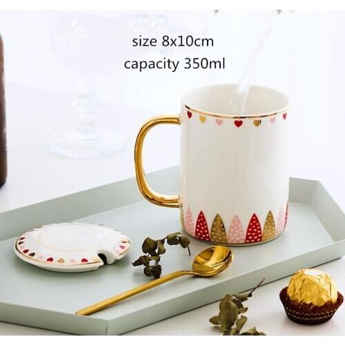 In fashion ceramic cup coffee cup couple cup car cup travel mug with lid with spoon