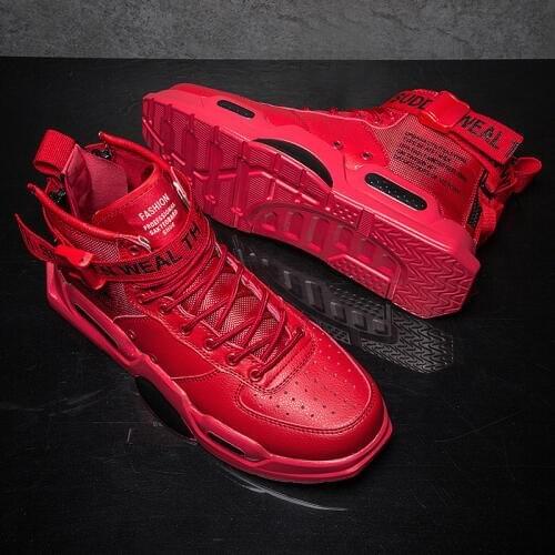 High top Men Running shoes outdoor PU Breathable anti-skid sneakers New Mens Wear-resistant jogging training boot Plue size 45