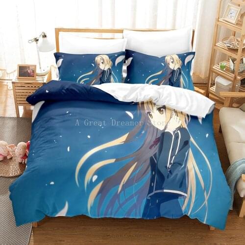 Sword Art Online Bedding Set 3 Piece Cover Set Cartoon Anime Duvet Cover Bedding Kids Soft Bed Cover Set Luxury Bed Quilt Cover
