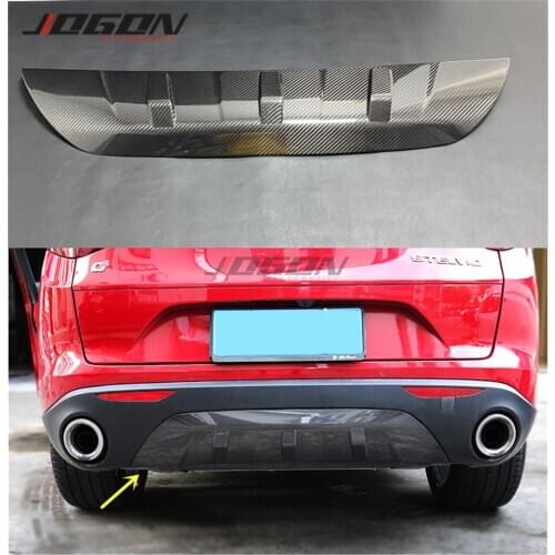 Real Carbon Fiber Rear Bumper Lip Diffuser Fins Shark Style Rear Hugger Plate Fender Cover For Alfa Romeo Stelvio 949 2017-2020