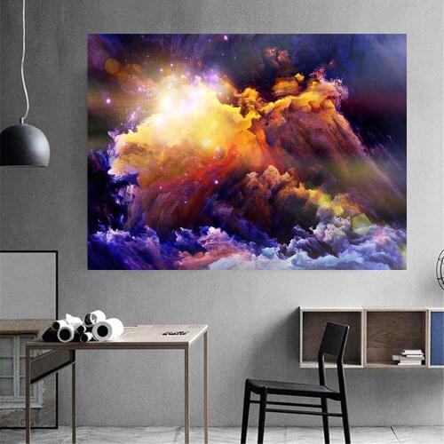 Sci-Fi Universe Astronomy Canvas Painting Red Nebula Starry Milky Way Universe Frameless Art Poster Wall Home Decor