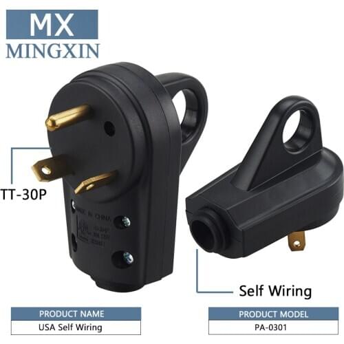 [Nema TT-30P] 30Amp Heavy Duty RV Replacement Tab, nema TT-30P Replacement Assembly Plug For Power Cable. AC plug