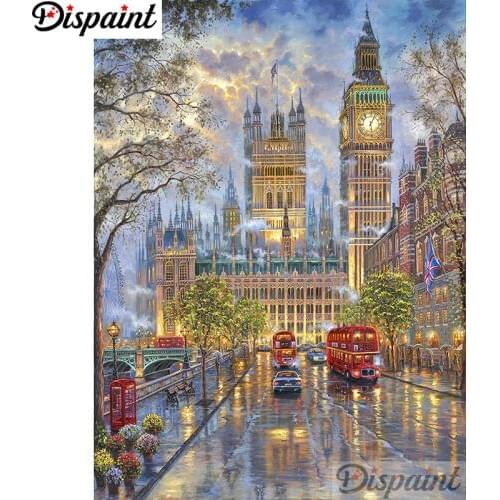 Dispaint Full Square/Round Drill 5D DIY Diamond Painting "London street scenery" Embroidery Cross Stitch Home Decor Gift A11289