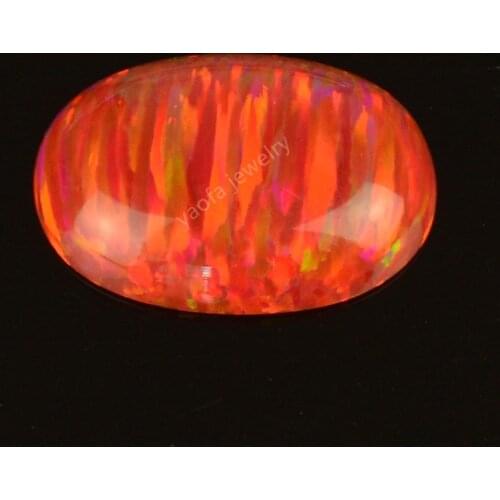 Opal supplier special cutting synthetic opal stone oval cabochon flat back 10*14mm OP45 red loose jewelry opal gems