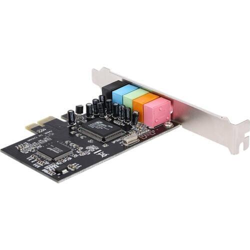 PCI-E Express Expansion Card 5.1 Sound 5 Port Sound Card Stereo Surround Sound Card for Desktop Black