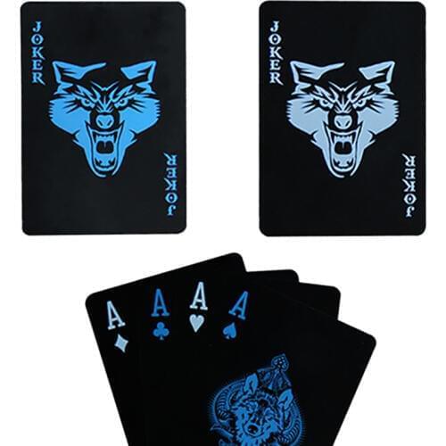 Wolf/Roses Style Poker Cards Frosted Waterproof PVC Poker Playing Cards Black Durable Magic Poker Collection Game