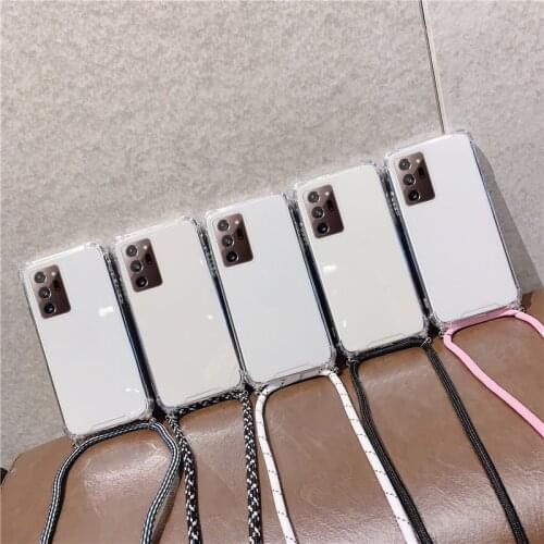 Luxury Lanyard Silicone Phone Case For Samsung Galaxy S21 S20 S10 S9 S8 Note 20 10 9 8 Lite Plus Ultra-thin Necklace Strap Cover