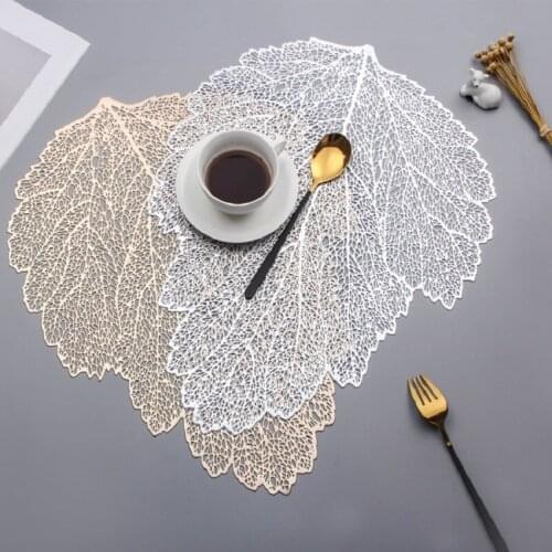 Leaf Placemat Placemat Environmental Protection Nordic Wind Plate Bowl Western Restaurant Heat Insulation Non-slip Bronzing