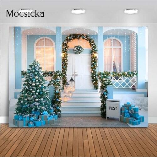 Snowfalke Winter Backdorp for Photography Christmas tree gifts newborn kids outdoor photo background studio photocall props