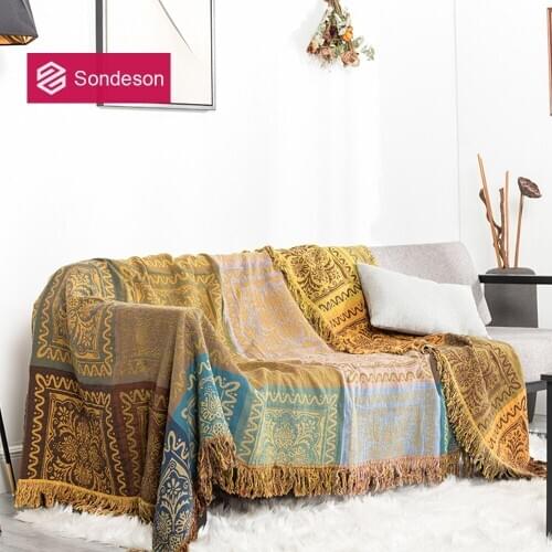 Sondeson 2020 New Bohemian 100% Cotton Tassel Thread Blanket Sheet Sofa Skin-friendly Towel Quilt Throw Blanket For Sofa Bed