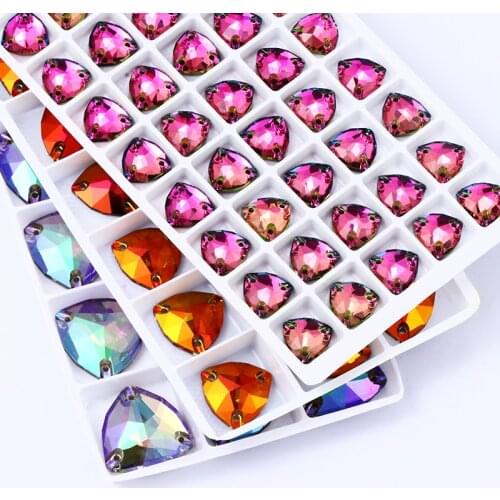 Colorful Trilliant Glass Rhinestones Crystal Flatback DIY Sew On Stones Clothes Decoration Crystal Stone Sewing Handwork Crafts