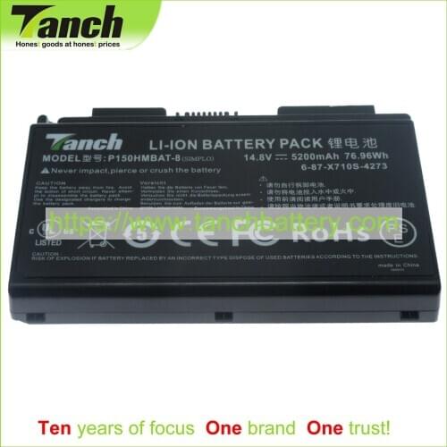 Tanch Laptop Batteries for CLEVO P150HMBAT-8 6-87-X510S-4D73 6-87-X710S-4272 6-87-X510S-4J7 6-87-X710S-4J72 14.8V 8cell