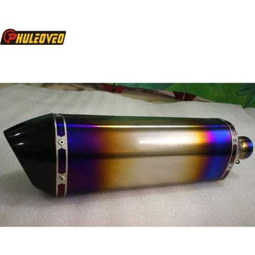 Titanium Alloy ID:51mm/54mm/57mm/61mm/63mm/65mm/70mm L:500mm Motorcycle Exhaust Muffler Esscape Demper with Carbon Tip DB Killer