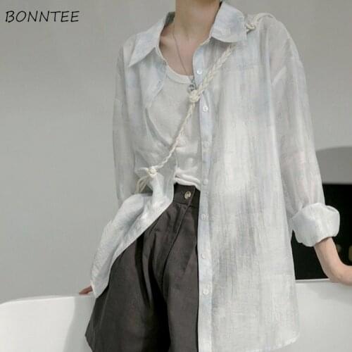 Shirts Women Chiffon All-match Oversized Trendy BF Summer Sun-proof Leisure Lovely College Streetwear Fashion Temperament Design