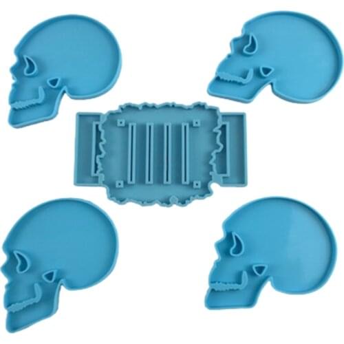1/5 Pcs Skeleton Coaster Epoxy Resin Mold Cup Mat Casting Silicone Mould DIY Crafts Jewelry Placement Plate Decoration Mold