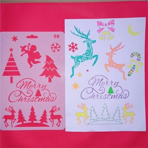 1Pc Christmas DIY Bullet Journal Stencils Painting Scrapbook Coloring Embossing Mold Album Decorative Planner Drawing Template