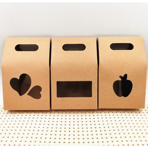 10*6*16cm 20 pcs Stand paper box handle,Kraft Paper Hand Bags With Handle Walnut Dry Fruit Tea Cookie Gift Packaging Bag