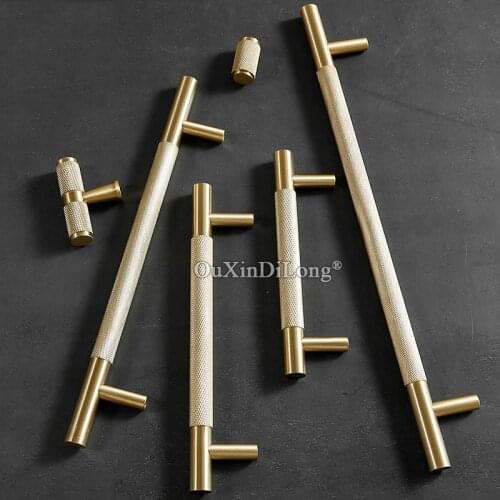 Plus Length 10PCS Pure Brass Knurled Furniture Handles Drawer Pulls Cupboard Wardrobe Kitchen Shoe Cabinet Pulls Handles & Knobs