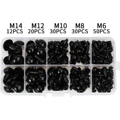 142pcs 6-14mm Black Plastic Craft Safety Eyes for Teddy Bear Stuffed Doll Animal Amigurumi DIY Accessories