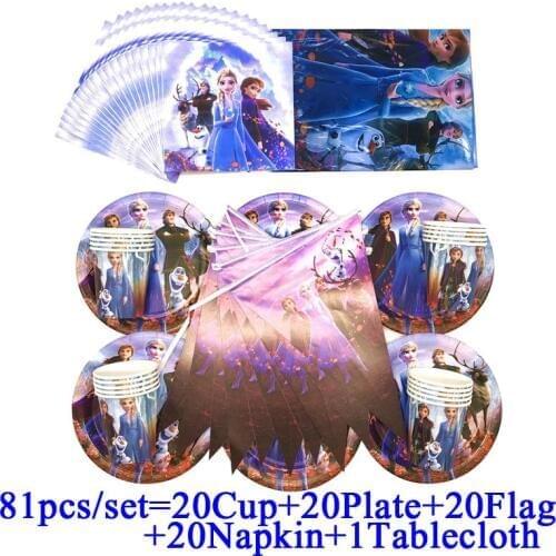 Baby Shower Snow Queen Frozen 2 Disposable Napkin Plate Cups Happy Birthday Party Decoration Banners Girls Favors Party Supplies