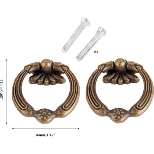 2pcs 42*36mm Furniture Knobs Antique Bronze Kitchen Drawer Cabinet Cupboard Door Pull Handles for Jewelry Wooden Box