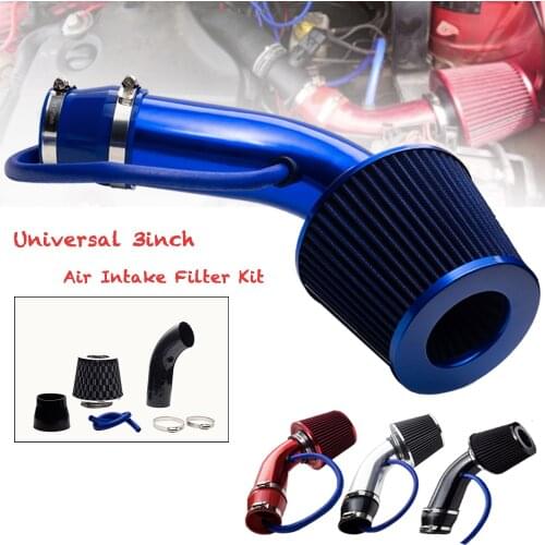 3" 76mm Universal Automobile Car Racing Cold Air Intake System Turbo Induction Pipe Tube With Cone Air Filter Inlet