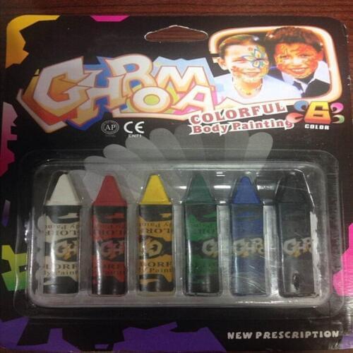 6pcs =1set Crayon Painting Body Face Makeup for Halloween Party Birthday Game Cheer Washable Color Pen