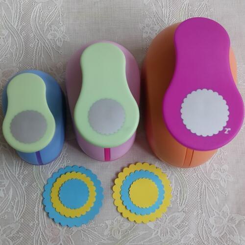 7cm 5cm 3.8cm 2.5cm wave circle shape craft punch set children manual DIY hole punches cortador de scrapbook Circle punch