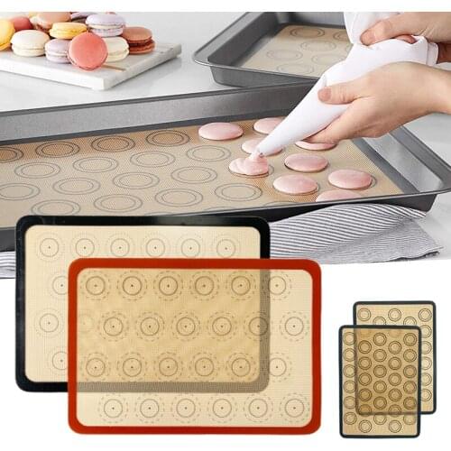 Non-stick Macaron Baking Mat Food Safe Silicone Glass Fiber Cookies Baking Sheet Liner & Rolling For Bun 24/30 Spots Accessories