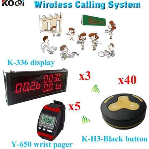 Wireless queue system for restaurant with display receiver for waiter watch didis