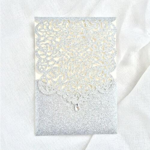 Bling invitation for quinceanera marriage baptism glittery laser cutting invitation maker supply