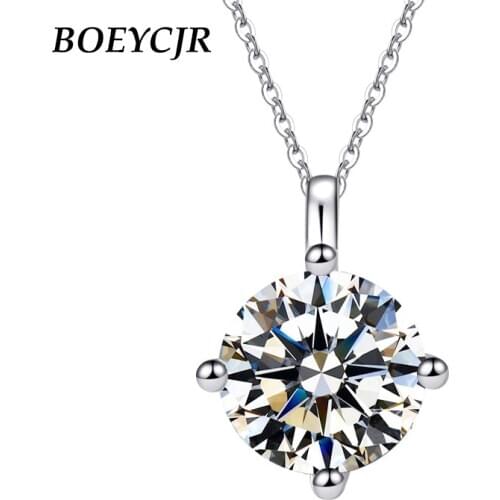 BOEYCJR 925 Silver 1ct/2ct/3ct F color Moissanite Snow flower VVS Elegant Wedding Pendant Necklace for Women Anniversary Gift