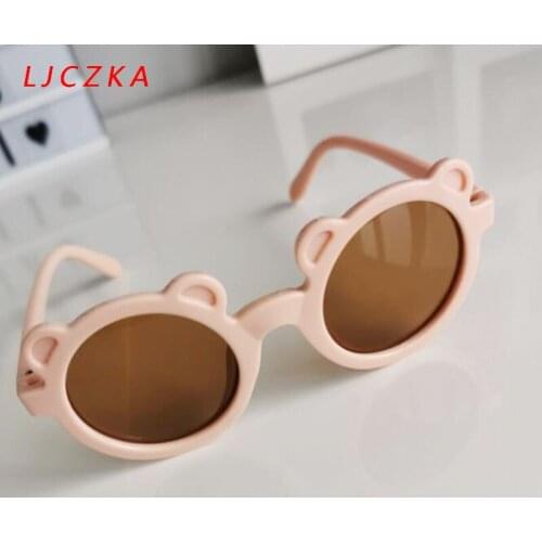 2021 Kids Sunglasses Cartoon Bear Shape Children Sun Glasses Girls Boys Round Street Beat Eyeglasses Cute Baby Shades Eyewears
