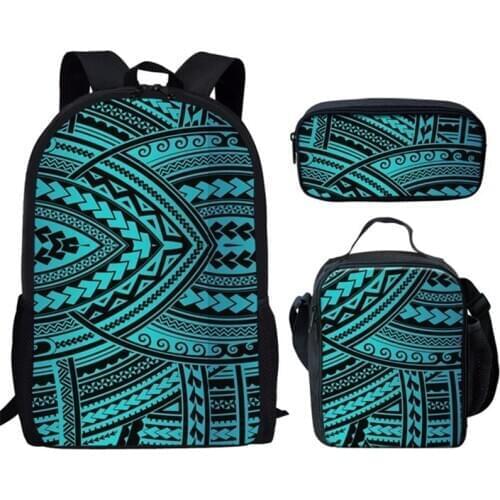 ELVISWORDS Teenager Large School Bags Set Women Men Backpack Polynesian Traditional Tribal Printed Mochila Boys Girls School Bag