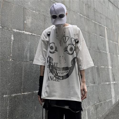 Mem Streetwear hip hop T-shirt Oversize T-shirt dark hip-hop tide brand printing BF wind loose large size short-sleeved T-shirt