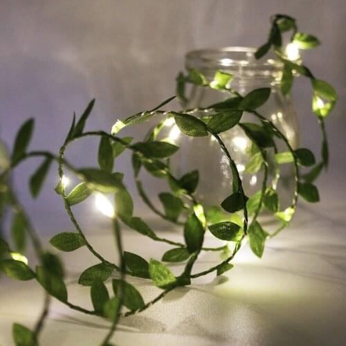 2M 5M 10M Warm White Tiny Green Leaf Garland Fairy String Lights Holiday Copper Wire Fairy Lights for Christmas Party New Year