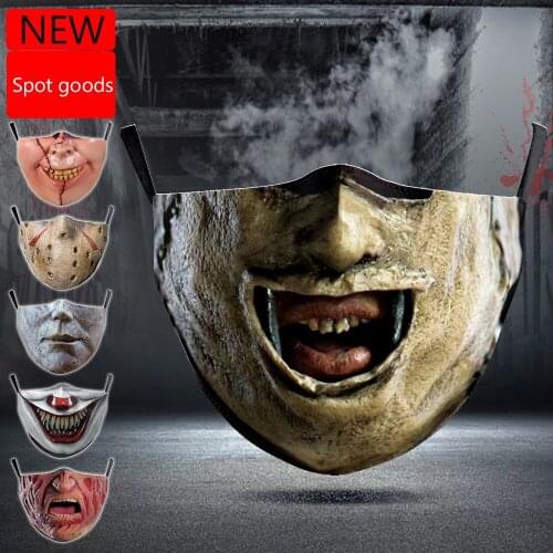 Hot Horror Halloween Adult Mouth Face-Mask Women Men Cospaly Unisex Fashion Gift Street Sports Dust-proof Breathable Party Masks