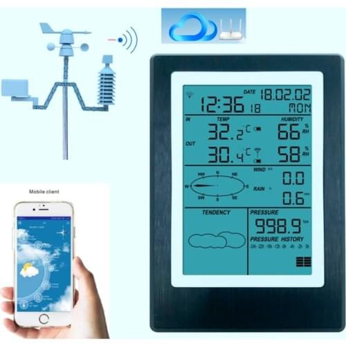 WiFi Weather Station LCD Thermometer Hygrometer Rainfall Pressure Wind Speed Direction Wireless APP Weather Forecast Data Alarm
