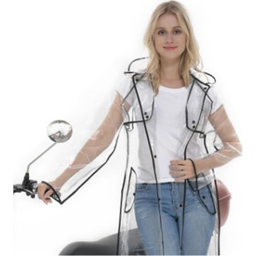 Fashion Korean Raincoat Version EVA Full Transparent Thick Color Black Edging Rain coat Windbreaker Adult Cloak
