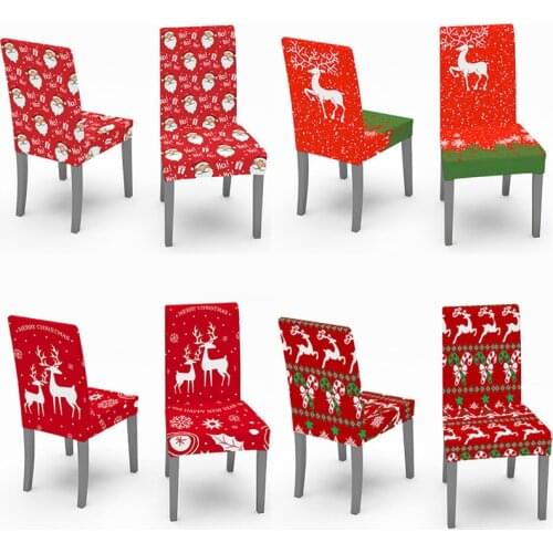 1/2/4/6Pc Digital Printed Dining Chair Cover Christmas Theme Stretch Spandex Kitchen Chair Covers Home Party Decor Funda Silla