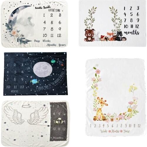 Unisex Baby Monthly Milestone Blanket Universe Flannel Baby Photography Backdrop Memory Blanket,Photo Prop for Newborn Infant